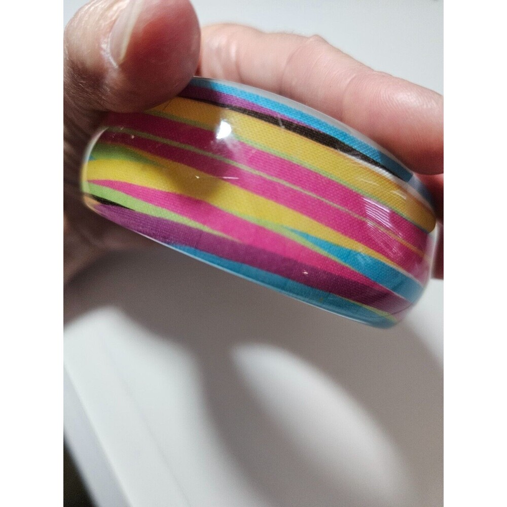 Vintage colorful bangle bracelet 8" pink blue yellow green